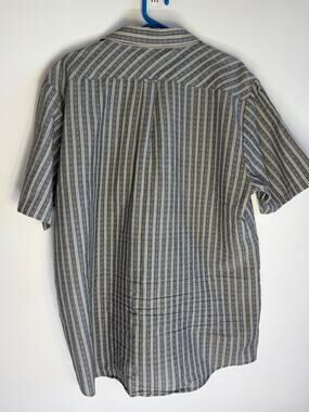 Volcom Men's Large Gray Blue Striped Button Up Shirt